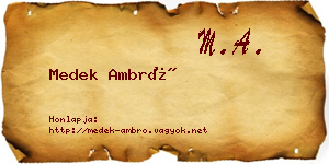 Medek Ambró névjegykártya